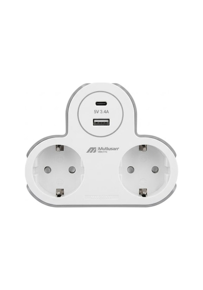 Mutlusan Liva Topraklı 2'li Usb+type C Fiş-priz Ç.k. Yonca Tip S/ü