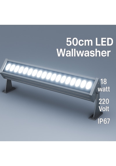 50cm 18w Led Wallwasher Beyaz 6500k Dış Cephe, Minare, Bahçe Aydınlatma Iç-dış Kullanım Ip65 Beyaz 6500k