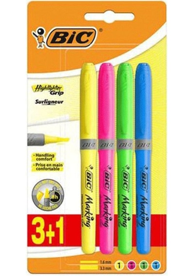 Bic Marking Highlighter Grip Fosforlu Işaretleme Kalemi Neon 4'l