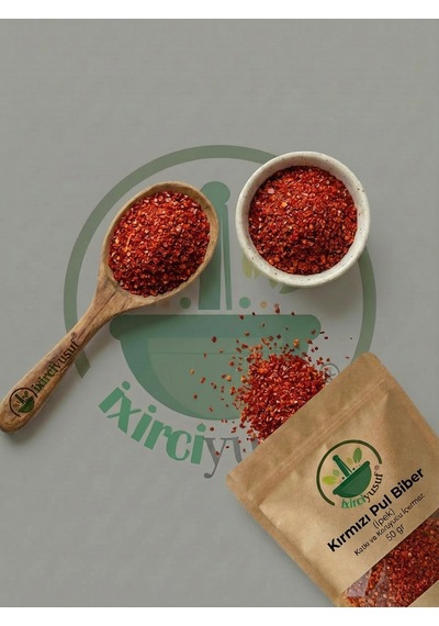 İxirciyusuf Kırmızı Pul Biber Maraş İpek Pul Biber Tatlı Pul Biber Red Pepper Flakes Capsicum Annuum Doğal Baharat 50 G