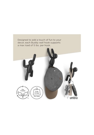 Umbra Buddy Kanca, Ceketler, Şallar, Çantalar, Sırt Çantası, Havlular Ve Daha Fazlası İçin Dekoratif Duvar Askısı, 3&apos Lü Set, Siyah 100 Umbra Buddy Kanca, Ceketler, Şallar, Çantalar, Sırt Çantası, Havlular Ve Daha Fazlası İçin Dekoratif Duvar Askısı, 3&apos Lü Set, Siyah 100