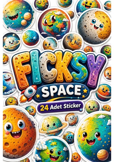 Sevimli Gezegenler Sticker Seti - 24 Adet Yuvarlak Etiket Çıkartma Diğer