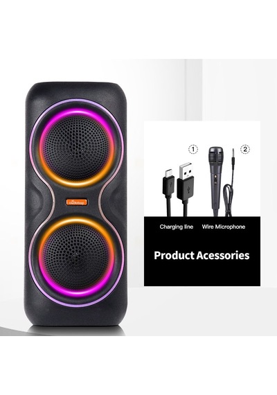 Çeşithane Dual 8 İnç Kablosuz Karaoke Hoparlörü - 18w Güçlü Bass Subwoofer, Rgb Led Aydınlatmalı Ve