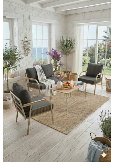Ard & Garden Daisy Makrome Örgülü 211 Masalı Antrasit Balkon & Bahçe Mobilyası Seti Balkon Takımı Antrasit Ard & Garden Daisy Makrome Örgülü 211 Masalı Antrasit Balkon & Bahçe Mobilyası Seti Balkon Takımı Antrasit