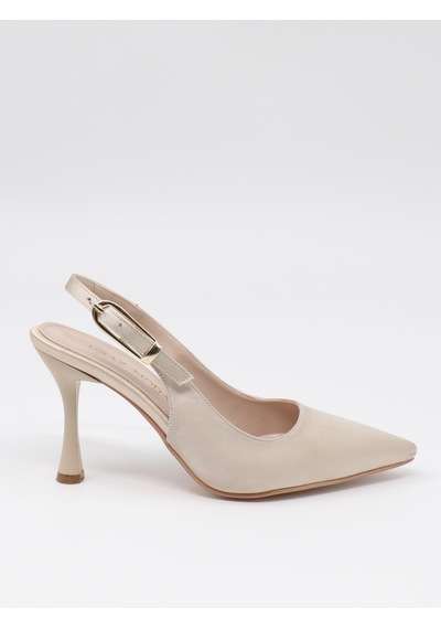 Nesilshoes Nesil Shoes Uraz 800 Ten Saten Arkası Açık Topuklu Kadın Ayakkabı