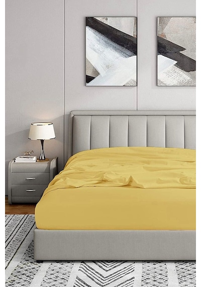 Pamuklu Çift Kişilik Lastikli Çarşaf 160x200 Cm Sarı