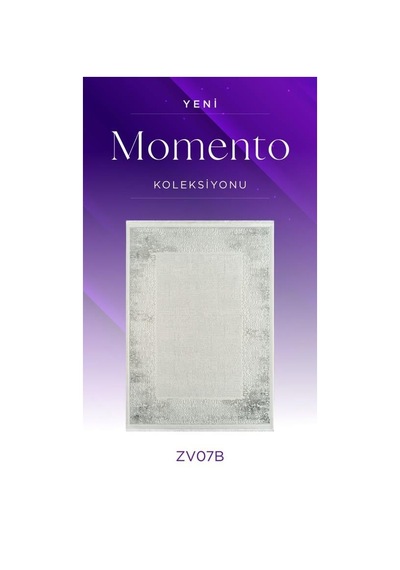 Royal Halı Momento Zv07b Krem Gri Akrilik Yumuşak Dokulu Retro Motifli Halı