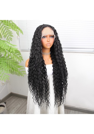 Afro Dalga Siyah Fiber Sentetik Tül Peruk - Zmff-582345 Renkli