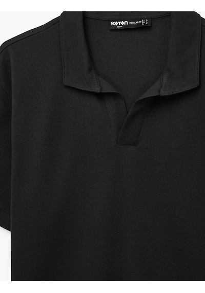 Koton Regular Fit Pamuklu Pike Kumaş Kısa Kollu Polo Yaka Tişört Siyah 6sam10284mk