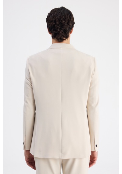 Twn Slim Fit Bej Armürlü Kumaş Ceket 6ec04bb01474m