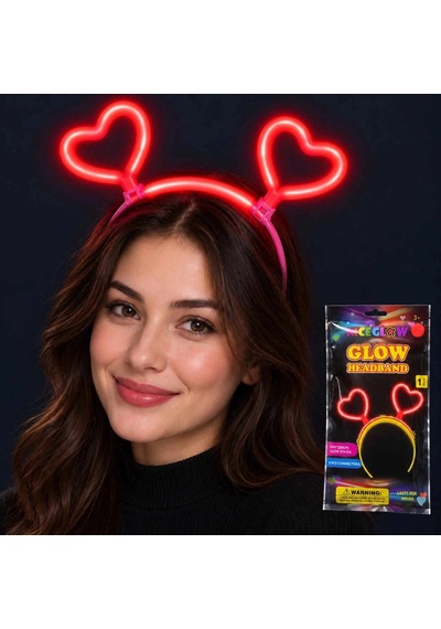 Özel Seri Glow Neon Işıklı Kalp Şekilli Kırmızı Glow Taç Gece Aksesuarı Özel Gün Sahne Takısı +3