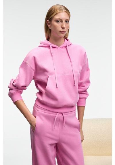 Grimelange SELENE Kadın Kapüşonlu Kangru Cepli Regular Fit Pembe Sweatshirt