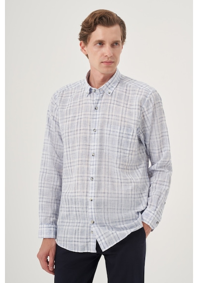 Morven Erkek Lacivert Keten Trend Regular Fit Dğmeli Yaka Gömlek 25ys004024200 Lacivert Lacivert