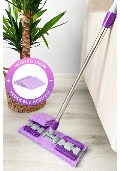 Yedek Bez Hediyeli Ayarlanabilir Mop - Mikrofiber Bezli Mandallı Çok Amaçlı Paspas Yer Mopu