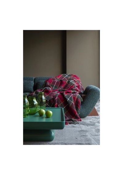 Nixa Skoç Ekose Desenli Püsküllü Çift Kişilik Battaniye Bordo Antrasit 180x220 Cm Çok Renkli