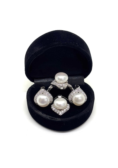 Oya Silver Işıltılı İnci Damla Gümüş Set & Takım