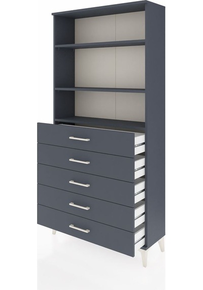 Arges Dolap 3 Raflı 5 Çekmeceli 88x30x182 Antrasit-antrasit Antrasit