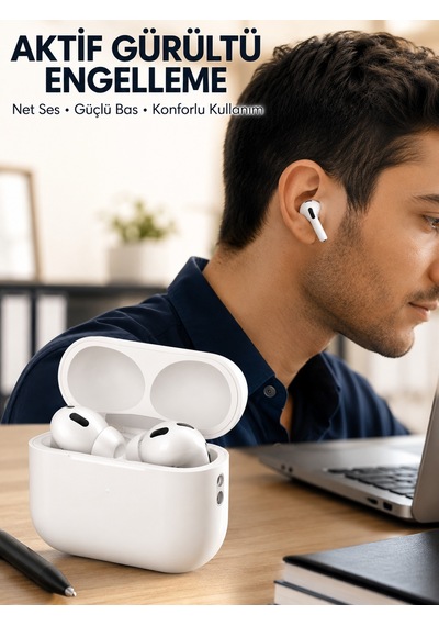 Aktif Gürültü Engelleyici Kablosuz Bluetooth Kulaklık Şarj Kutulu, Uzun Ömürlü Yeni Nesil Akyı-287299