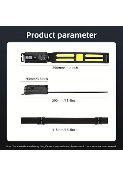 Ultra-parlak Led + Cob Şarj Edilebilir Kafa Feneri Hareket Sensörlü, Ayarlanabilir Işın, Hafif Ve Dayanıklı Tasarım Siyah