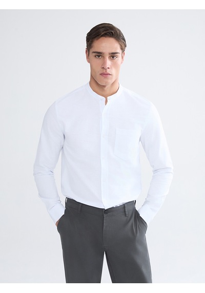 Lcwaıkıkı Classic Beyaz Regular Fit Hakim Yaka Uzun Kollu Erkek Gömlek