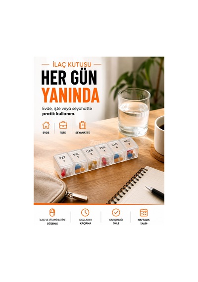 Haftalık İlaç Kutusu 7 Bölmeli Şeffaf Hap Düzenleyici Vitamin Organizatörü Taşınabilir Çok Renkli