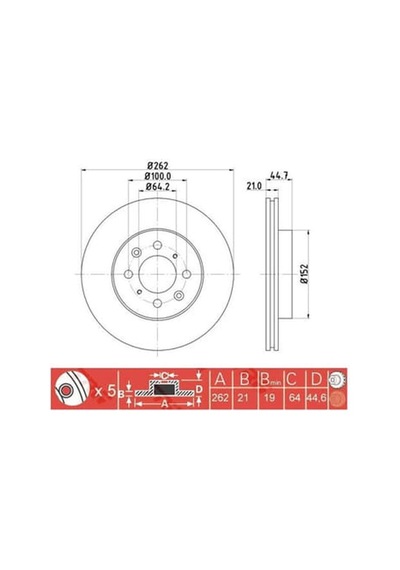 IOTO 10301-30303 Fren Diski Ön 262 Mm. Civic 1.6 1996-2005 Euro Civic 1996-2000