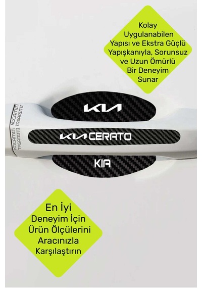 Premium Kia Cerato Karbon Desenli Kapı Kolu Koruyucu Seti Çizilmelere Karşı Dayanıklı 8 Parça