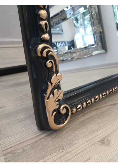 Ayna Denizi Princess Black Gold Model Siyah Altın Renk Dekoratif Ayaklı Boy Aynası Siyah - Altın