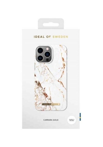 Fashion Case Apple Uyumlu iPhone 13 Pro Max Tasarım Kılıf - Carrara Gold Beyaz