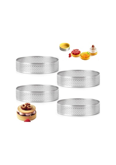 Narkalıp Yuvarlak Delikli Tart Kalıbı 12cm 4 Lü