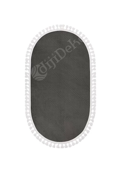 Avangard Oval Halı Sahra Antrasit Salon Koridor Antre Mutfak Halısı Silinebilir Saçaklı