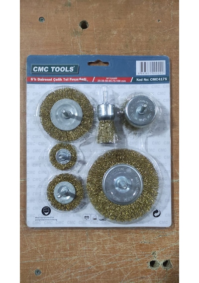 Dairesel Çelik Tel Fırça Seti 6'lı 25-38-50-65-75-100 Mm Kod: Cmc4175