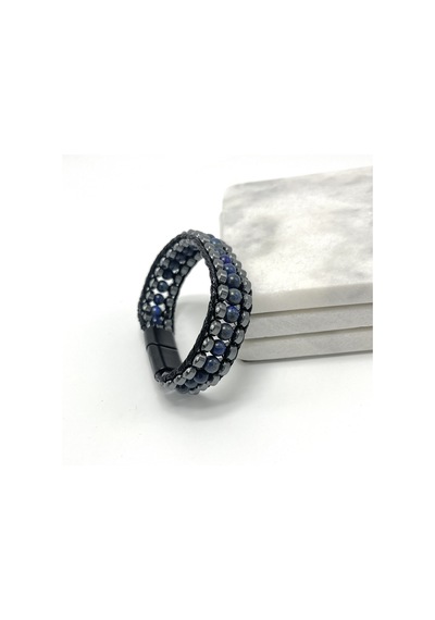 Sertifikalı Lapis Lazuli Taşı Erkek Bileklik Çelik Kilitli, Doğal Taş Tasarım, Şık Ve Özgün Lacivert
