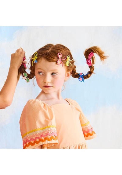 Meri Meri - Beaded Bow Hair Clips - Boncuklu Fiyonklu Saç Tokaları - 5 Adet Çok Renkli