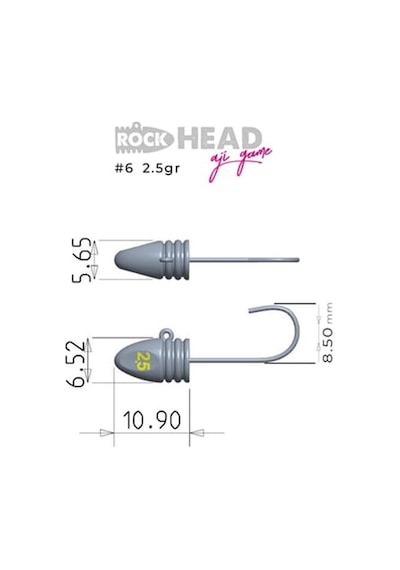 Fujin Rock-head Aji Game Jighead No:6 2.5gr