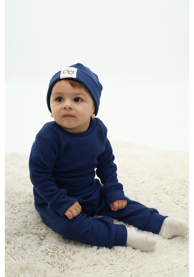 My Kids Wear Fitilli Unisex Bebek - Çocuk Üçlü Takım Krem - Turkuaz