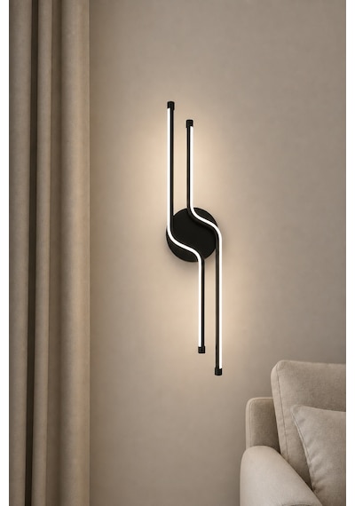 Armoni Modern Led Duvar Apliği Günışığı Siyah