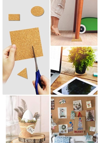 Fıxall Mantar Levha Duvar Kaplama Arkası Yapışkanlı.30x30 Cm 6 Adet Set Genel