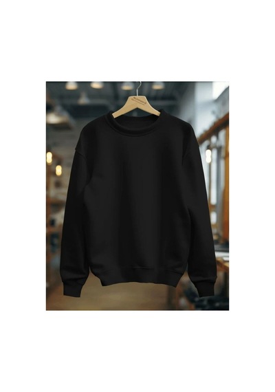Magors Stıl-x Baskısız Çocuk Sweatshırt, Okul Sweatshırt, 3 İplik Şardonlu Siyah