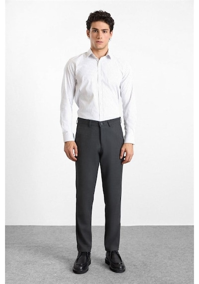 Süvari Antrasit Slim Düz Twill Normal Bel Casual Pantolon Spn2020500035-s08