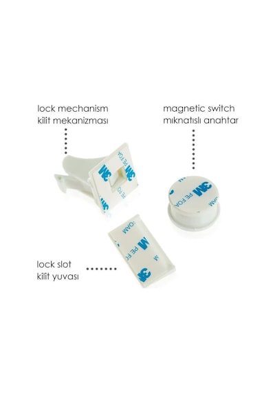 Babyjem Mıknatıslı Çekmece Kiliti Çoklu Paket - 12 Kilit + 3 Mıknatıs