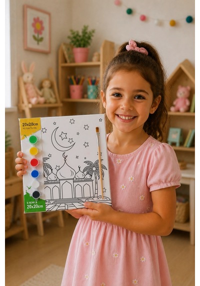 Palmiyeli Cami Şövalesiz Boya Seti 20x20