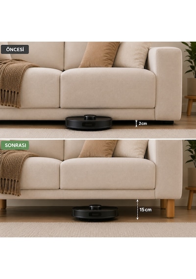 Bohem Model 15 Cm Mobilya Ayağı Söğüt Rengi Sert Polimer Koltuk Dolap Tv Ünitesi Ayağı-4 Adet Krem