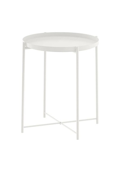 Tepsili Sehpa. Yuvarlak Beyaz Renk Ikea Çıkarılabilir Tepsi - Mod