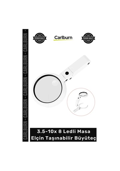 Büyüteç Işıklı Usb Şarj Edilebilir Katlanabilir 3.5-10x 8 Ledli Masa Elçin Taşınabilir Büyüteç