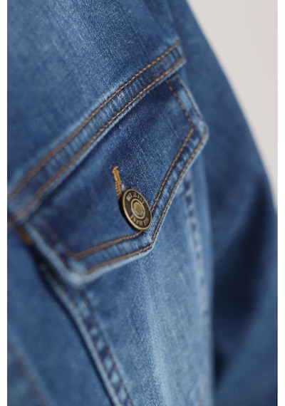 HLT Jeans Erkek Mavi Jean Denim Standart Kalıp Pamuk Cepli Düğmeli Kot Ceket 001