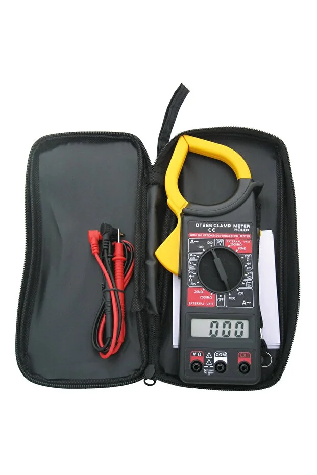 Dt-266 Pensampermetre Dt 266 Digital Ekranlı + Taşıma Çantası + Pil Profesyonel Kelepçe Metre Siyah