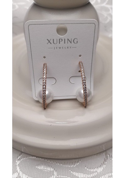 Uzel Xuping Küpe Çelik, Zirkon Taşlı, Yuvarlak Halka Küpe, Zarif Ilgi Çekici Şık Çelik Küpe Rose Gold