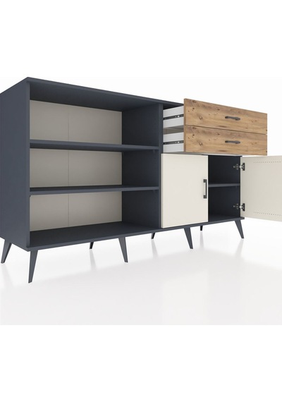 Hyperion Konsol 3 Raflı 2 Çekmeceli 2 Kapaklı 176x44x99 Antrasit- Antrasit-aytaşı/çam Hyperion Konsol 3 Raflı 2 Çekmeceli 2 Kapaklı 176x44x99 Antrasit- Antrasit-aytaşı/çam