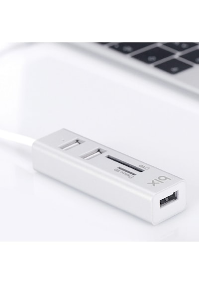 Bix Kart Okuyuculu 3 Portlu Usb Çoklayıcı Hub